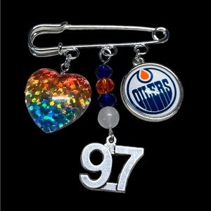 #97 Oilers pin brooch-made on a kilt pin -hockey/NHL